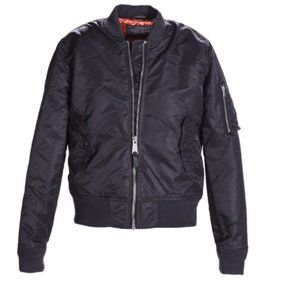 Schott NY Black Slim Fit Nylon Flight Jacket - Med
